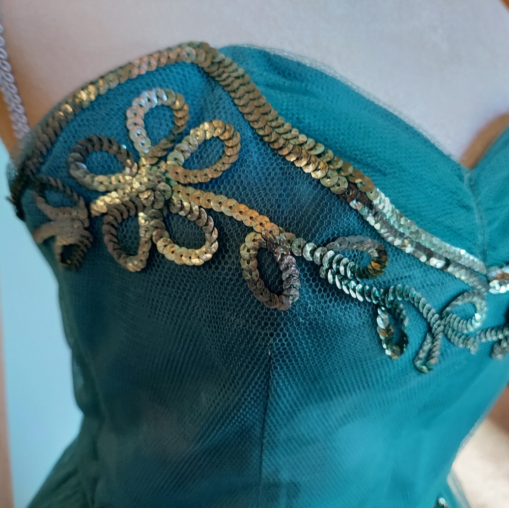 Vintage 50s Strapless Green Tulle Cupcake Dress - Picture 5 of 15